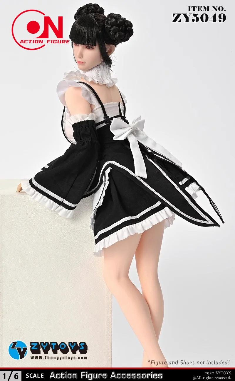 ZYTOYS ZY5049 1/6 Female Maid Outfit Maid Dress Armband Bow Tie Set Clothes Model Fit 12-inch Soldier Action Figure Body