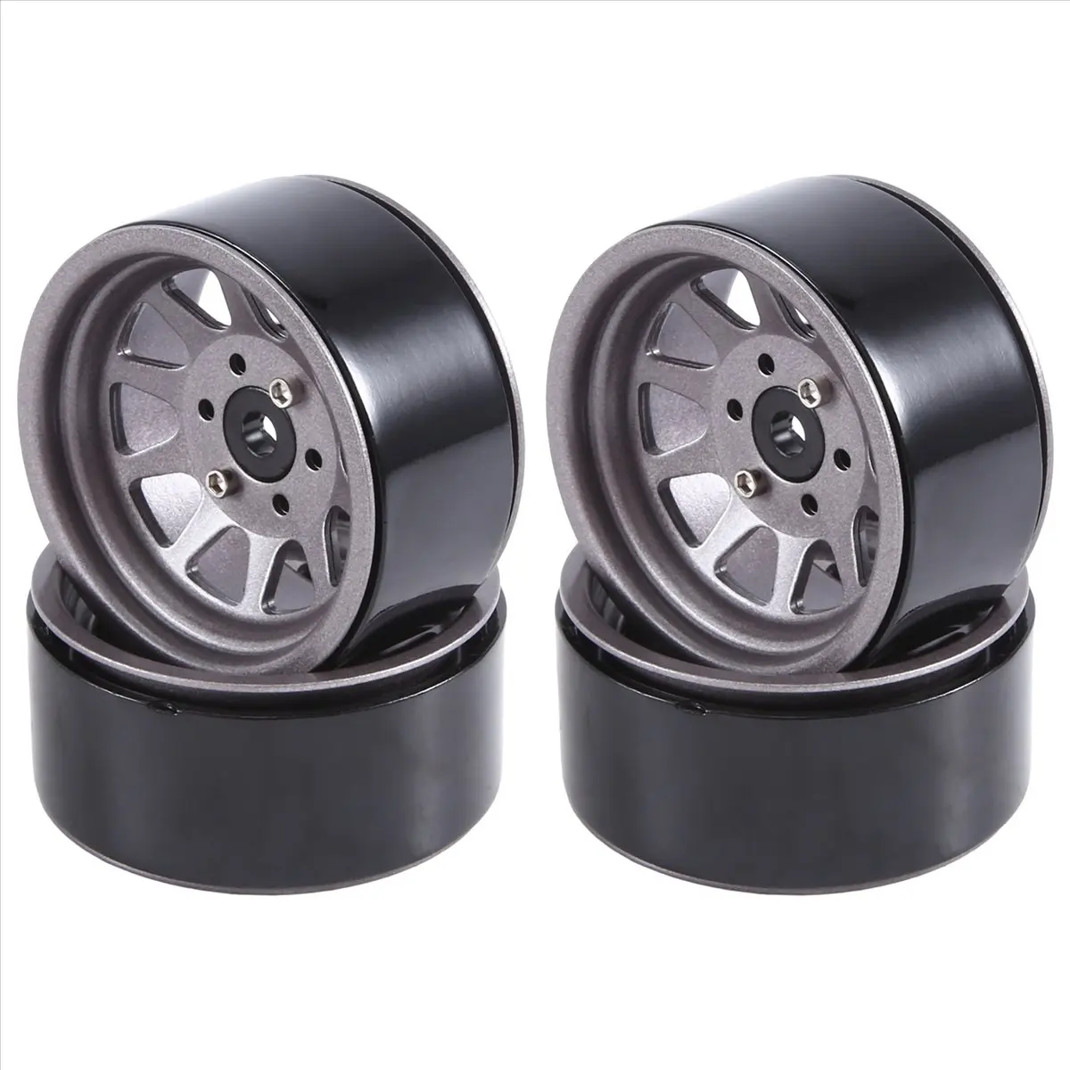 【AA58】 4PCS Metal Alloy 1.9 Beadlock Wheel Rims for 1:10 RC Crawler SCX10 AXI03007 90046 TRX4 GEN8 (Grey)