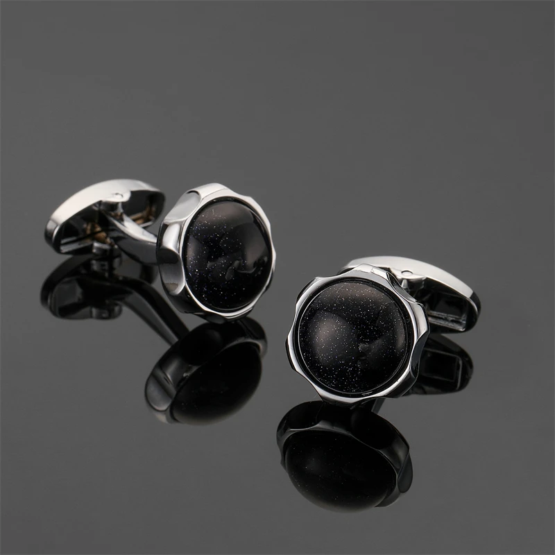 New copper material round starry sky zircon cufflinks men's French shirt cufflinks clothing accessories wholesale