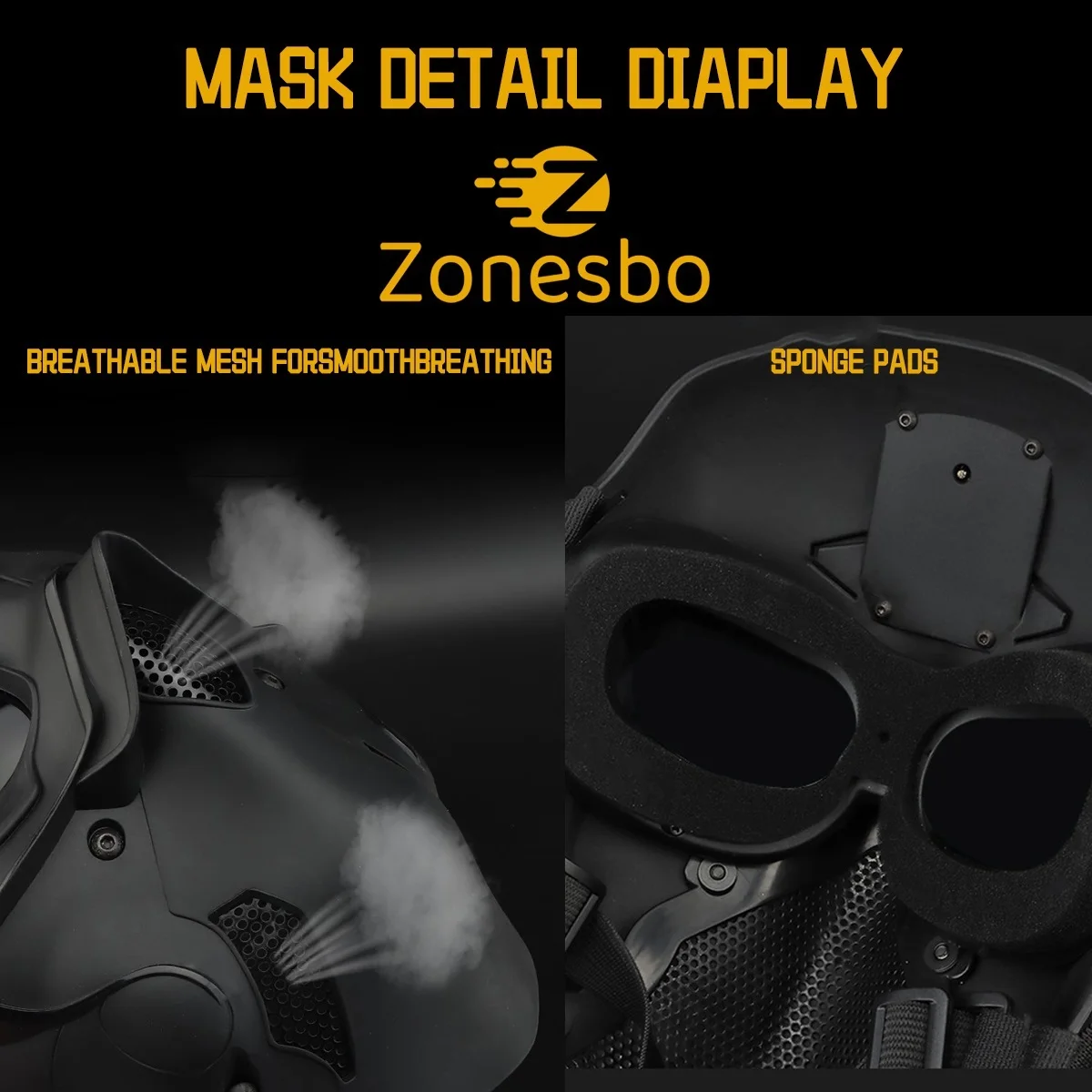 Masque complet DulInterface réglable pour sports de plein air, équipement de protection du visage, cagoule Airsoft, équipement de sauna