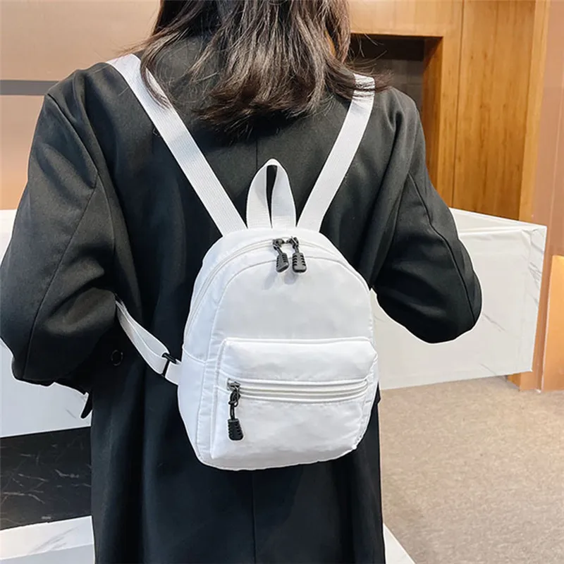 Mini Women\'s Backpacks 2024 Trend Nylon Female Bag Preppy Style School Travel Bags White Feminina Mini Rucksack For Teen Girls