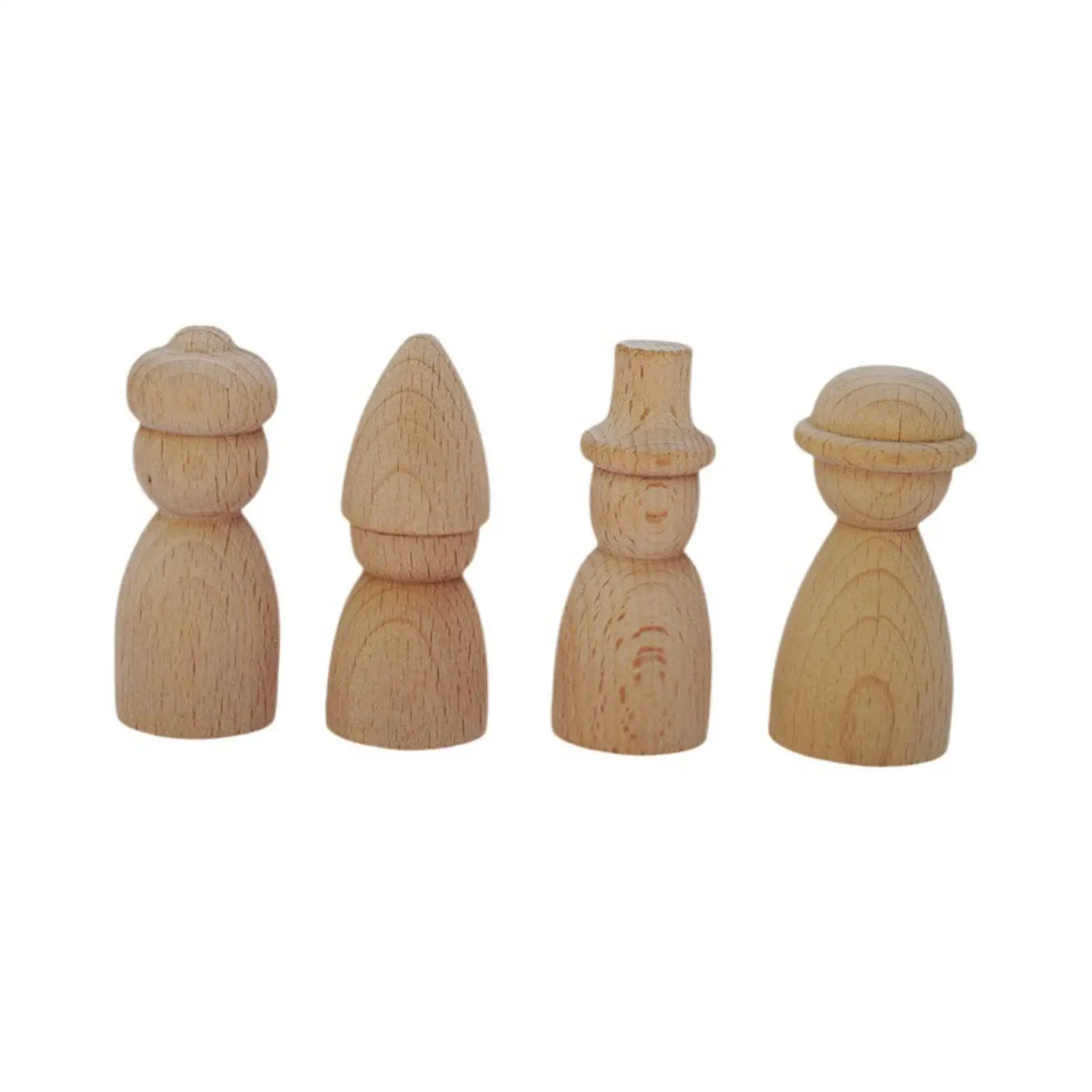 2 × 4 × شخصيات خشبية غير مطلية لتزيين الألعاب للأطفال الصغار #5
