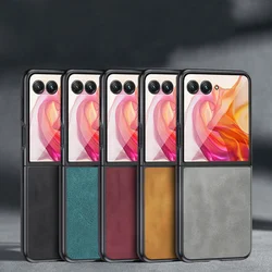 Fashion Solid Color Business Soft Leather Case Phone Case For Motorola Razr 40 50 60 Ultra + 2024 + 2025 Hard PC Back Cover