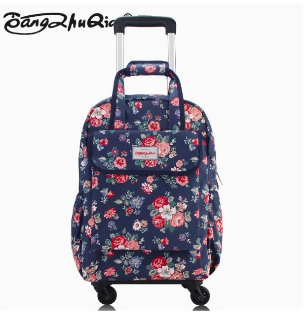 Women Carry-on Hand luggage Trolley Bags Spinner Suitcase  Oxford Wheeled Backpacks bags on wheels Rolling Luggage Backpack bags