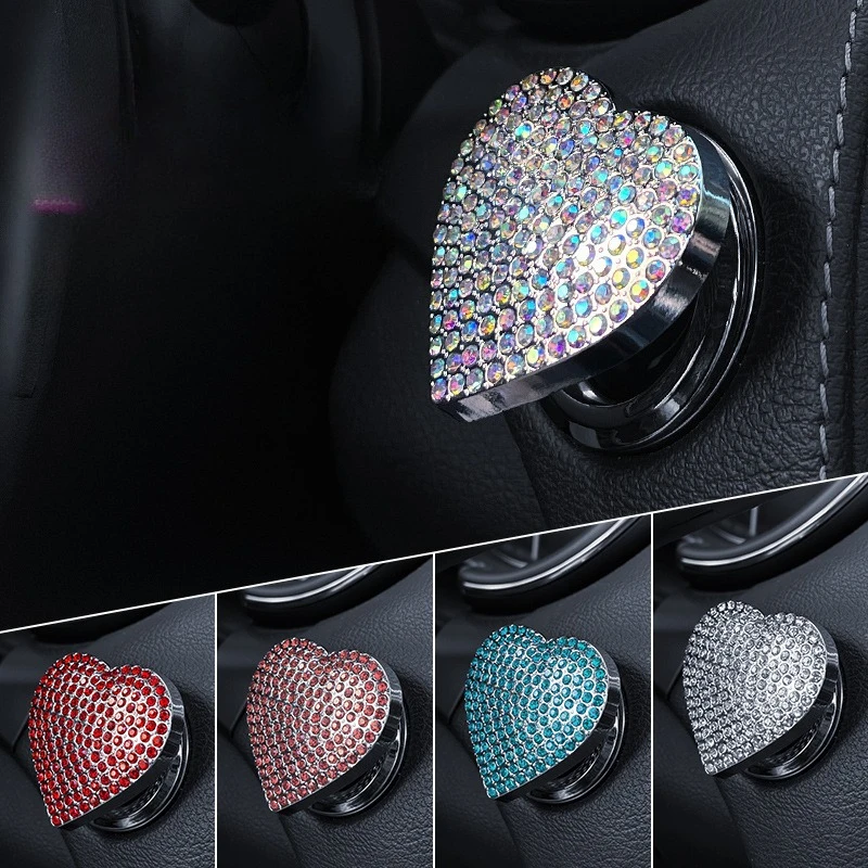

Rhinestone Engine Ignition Onekey Start Stop Push Button Switch Protective Cover Bling Girls Auto Accessories Car Interior Decor