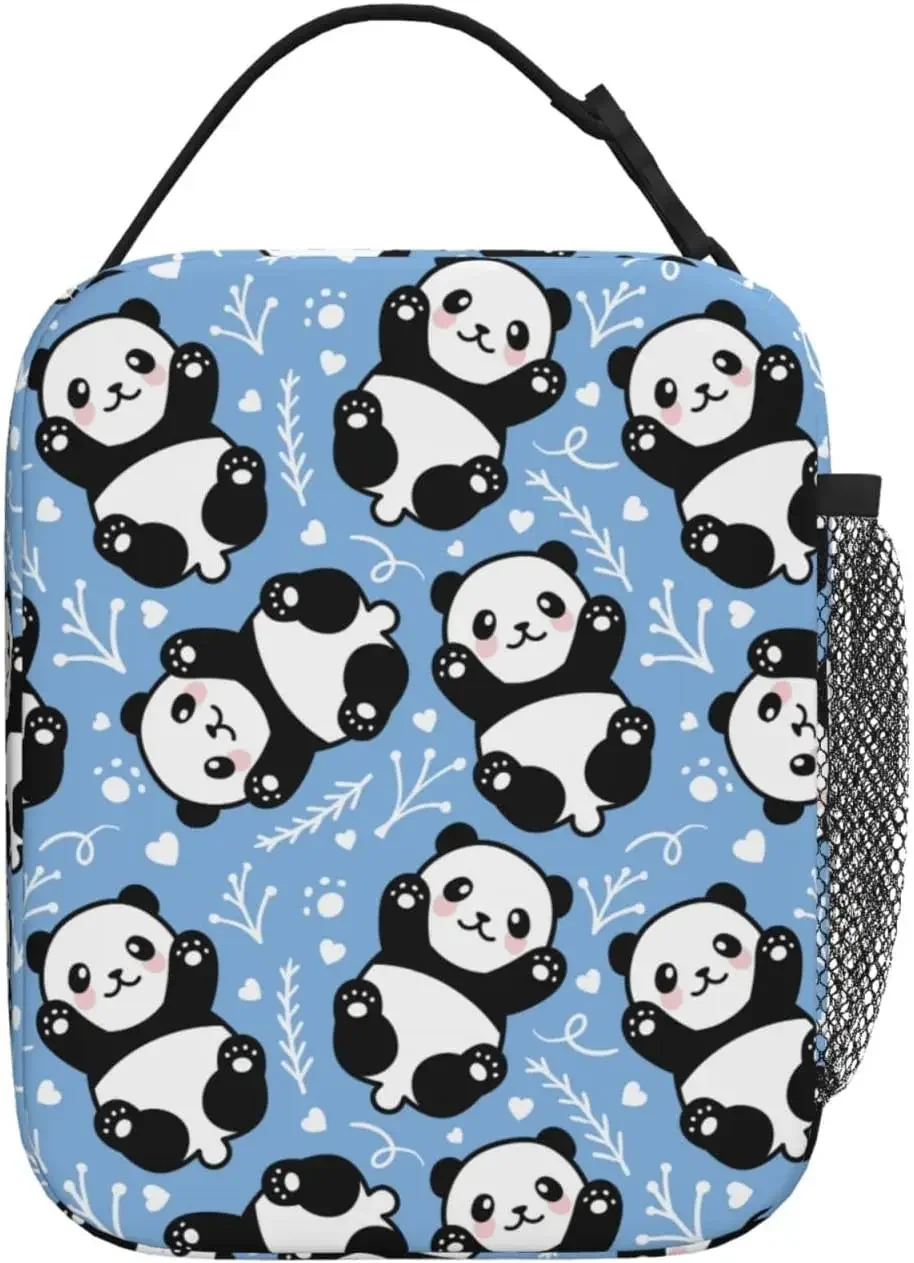 Cute Panda Lunch Box Insulated Lunch Bag Detachable Handle Lunchbox Thermal Meal Tote Bag for Travel Picnic Office Work Outdoor