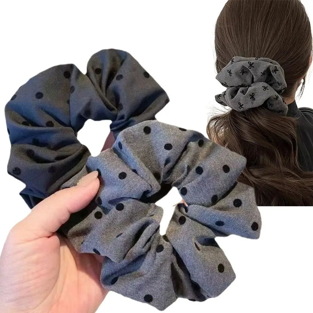 

Korea Fashion Cotton Elastic Hair Rubber Band Bow Dot Pattern Satin Material Sweet Headband Big Size Hair Rope Women Girls Use