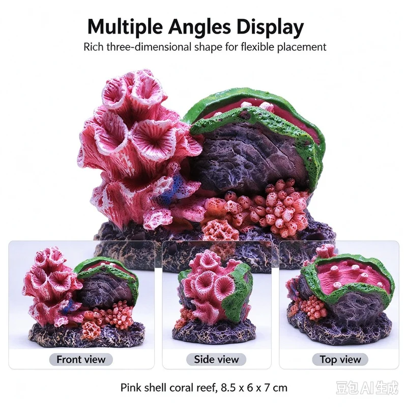 Mediterranean Style Artificial Coral Reef, Simulated Shell & Rock Decor,Aquarium Landscaping Ornament for Marine&Freshwater Tank