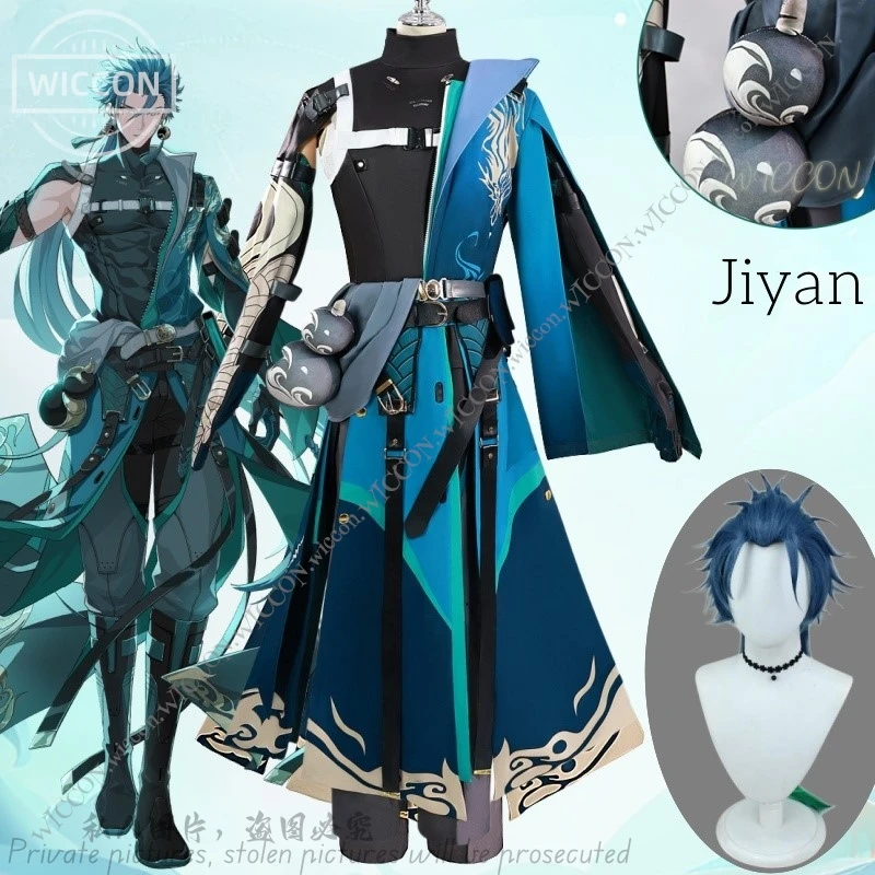 

Jiyan Game Wuthering Waves Anime WuWa Cosplay Costume Wig Military General Halloween Party Azure Dragon Man Cos Party Comic-Con