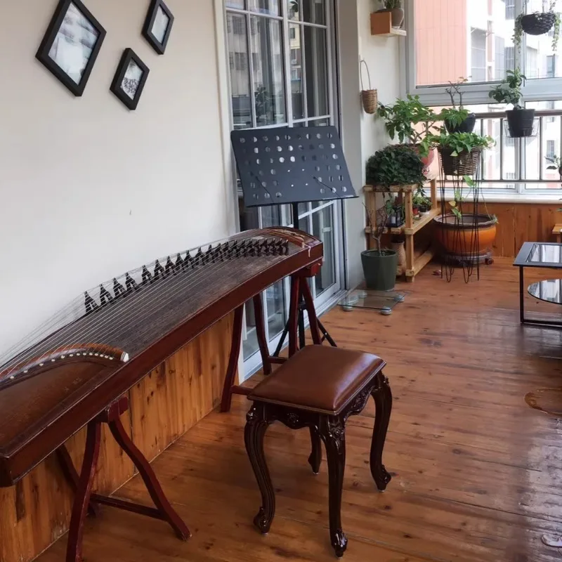 

Guzheng piano stool single European dresser stool American makeup chair Chinese classical household small square stool round sto