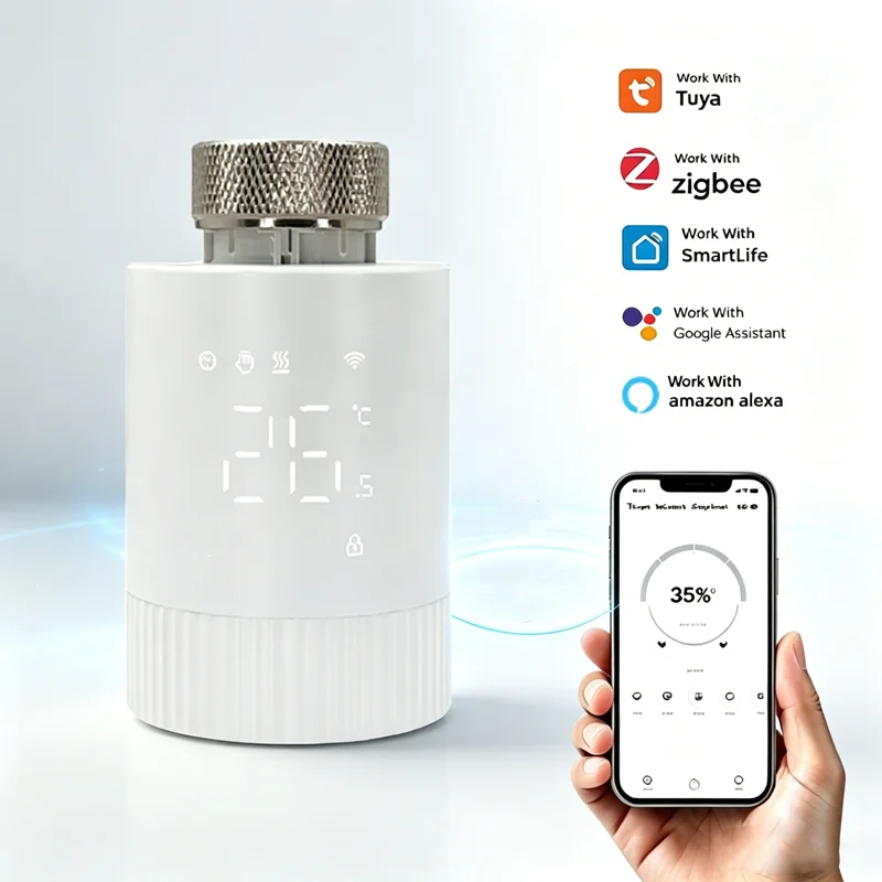 Tuya Zigbee 3.0 Smart TRV Heizkörperventil WLAN Fernbedienung Heizungsthermostat Sprachsteuerung Alexa Google Home