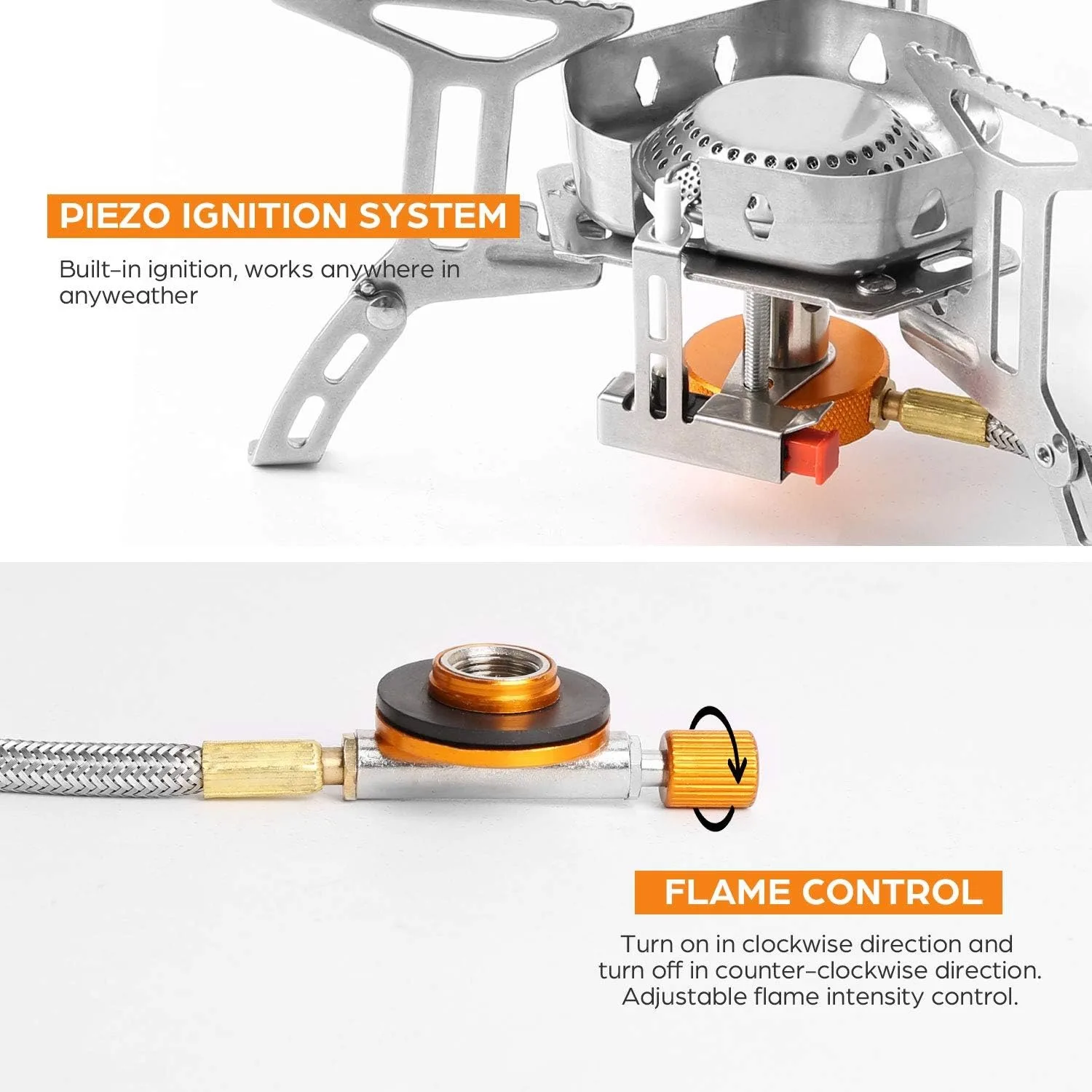 Portable Camping Gas Stove,Windproof Conversion Adapter Folding With Pressure Ignition,Portable,For Outdoor Backpacking/Hiking