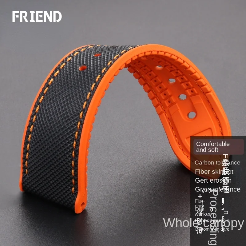 Dust-Free Silicone Watchband for Blancpain Fifty Fathoms Carbon Fiber Plaid Emperor Rudder Oris Tudor Waterproof Sports Strap