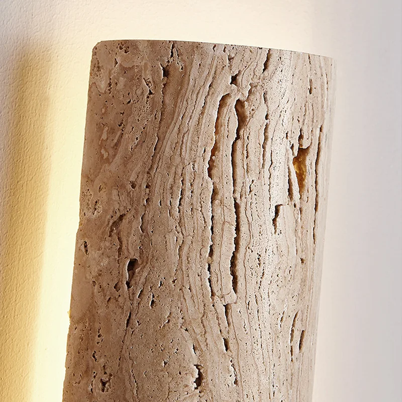 Mid-Century Japanese Travertine LED Linear Strip Wall Lamp - Creative Design for Bedroom Bedside, Background Wall & Balcony