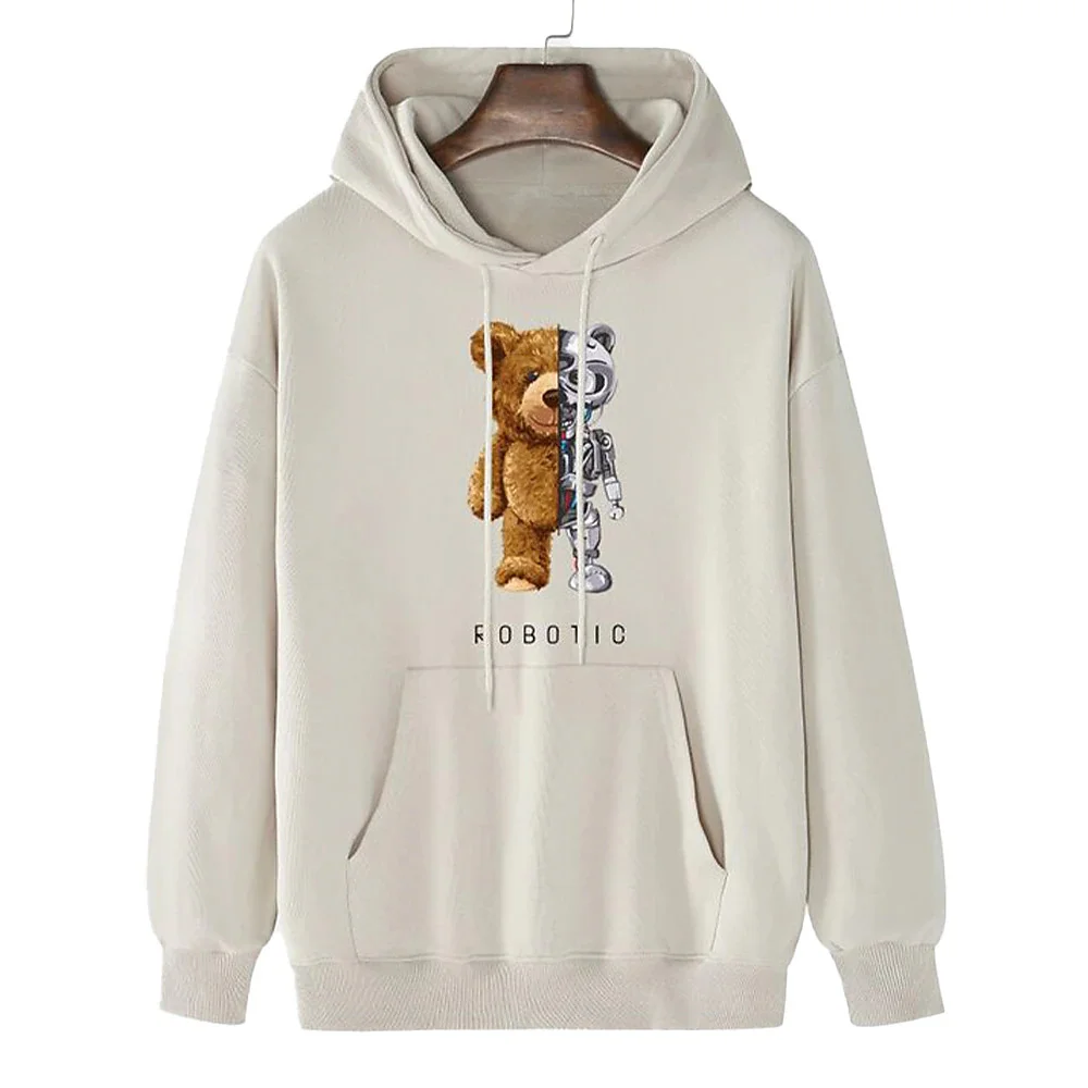 Sudadera con capucha de Robot de oso Ted para hombre, ropa de calle holgada de gran tamaño con capucha, informal, a la moda, novedad