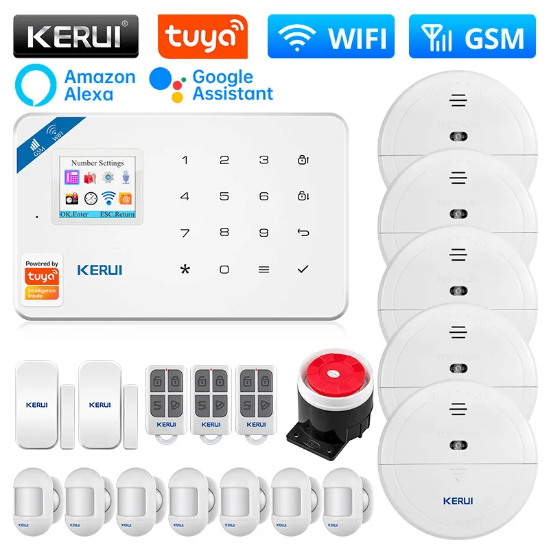 

KERUI W181 Alarm System Security Home WIFI GSM Alarm Support Alexa Google Tuya Smart Motion Sensor Detector Door Sensor Siren