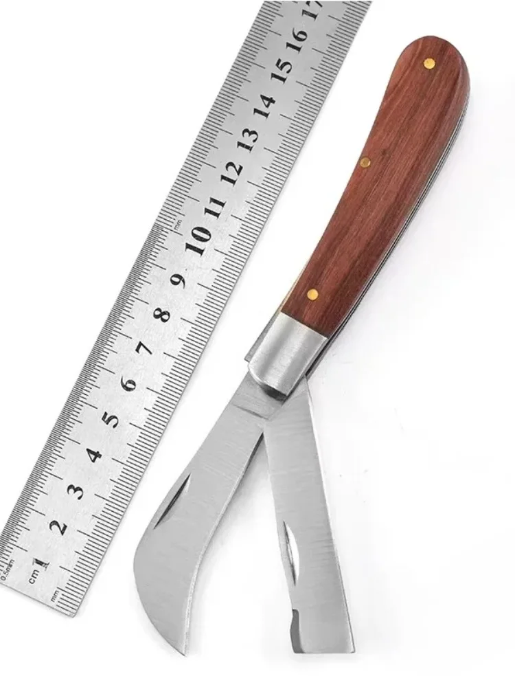 Folding Grafting Knife Grafting Tools Grafting Pruning Knife Professional Garden fruit tree Grafting Cutter Wooden Handle Knife