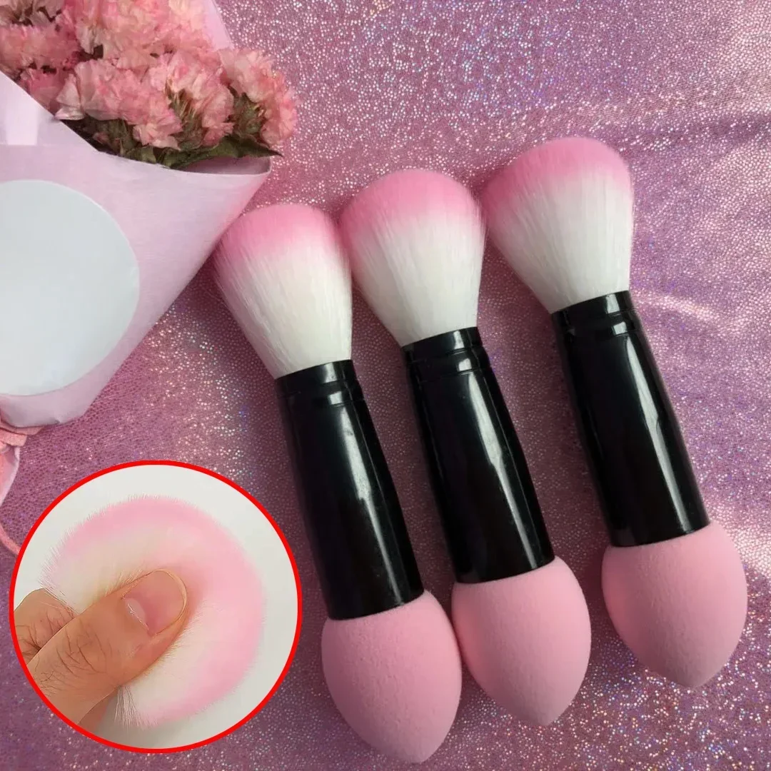 1 brocha profesional para colorete de doble punta, esponja de maquillaje para mujer, pluma cosmética Imagic para esponjas en polvo, brochas para colorete y base