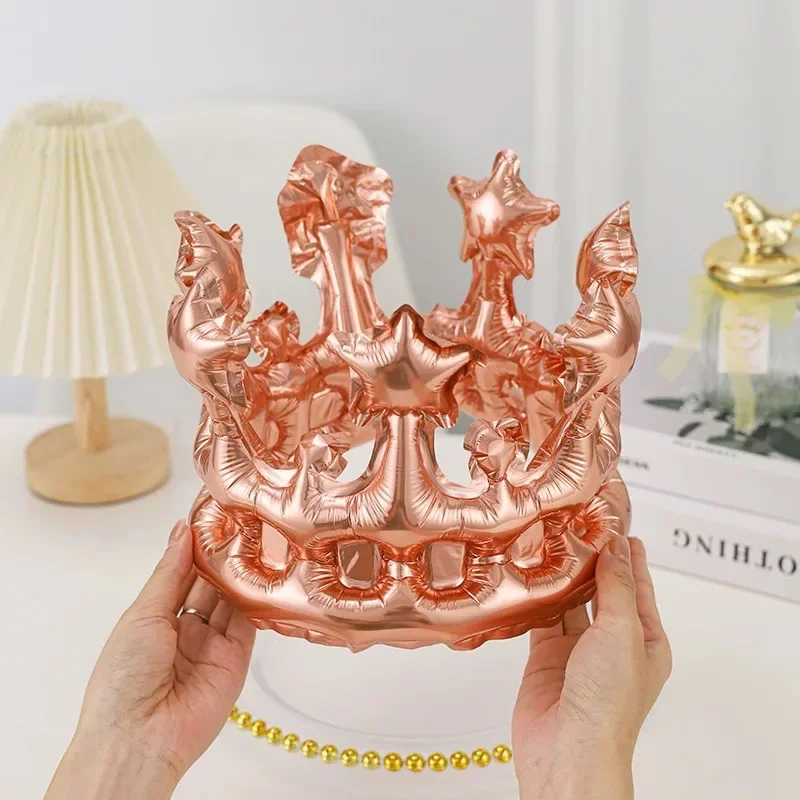 

Inflatable Gold Crown Aluminum Foil Balloon Adult Happy Birthday Hat King Toy Party Cap Decoration Baby Shower Festival Supplies