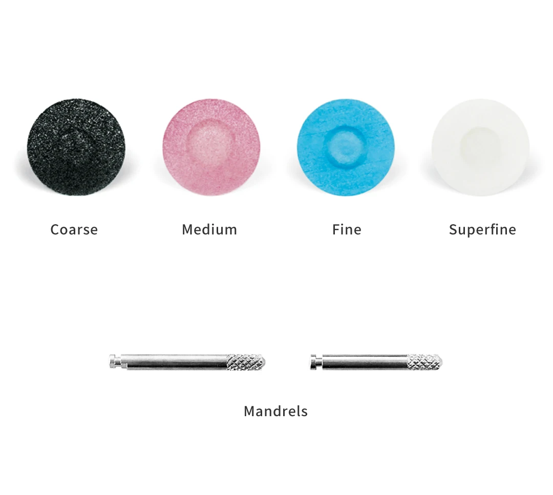 40pcs Dental Finishing & Polishing Discs Kit P12 1.0 Superfine/Fine/Medium/Coarse &2 Mandrel for Composite Restorations