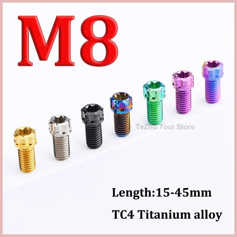 

1pc Titanium Ti Bolts Torx Inner Plum Small Head Screw M8 x 15/20/25/30/35/40/45mm For Bike Motorcycle