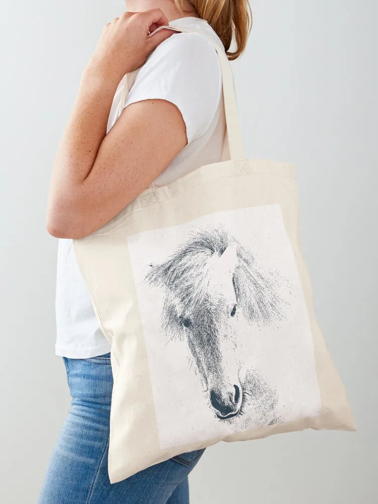 

The portrait of an Icelandic horse in the drawing style Tote Bag Women's tote bag canvas shopping bag tote men