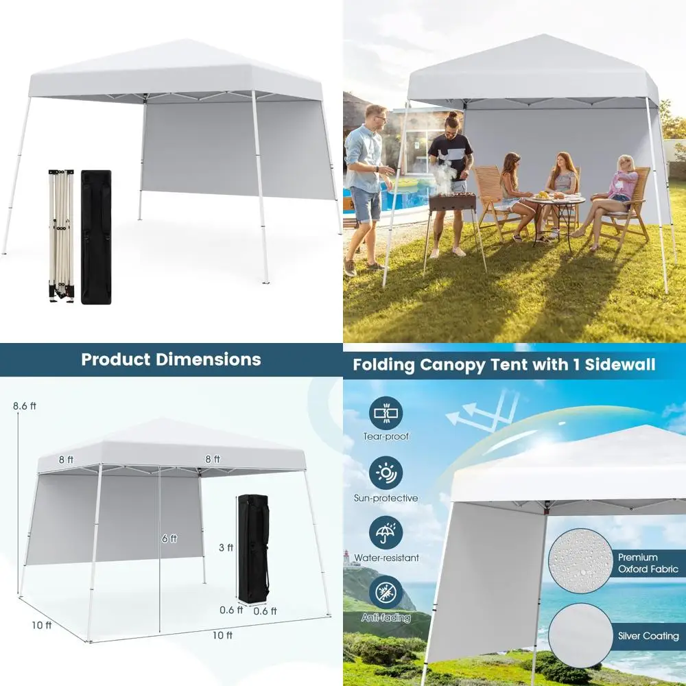 

Heavy-Duty Portable Outdoor Canopy Tent with Sidewall, Easy Setup, UPF 50+ Sun Protection, Backpack Included, 10x10 Feet, 4 Stak