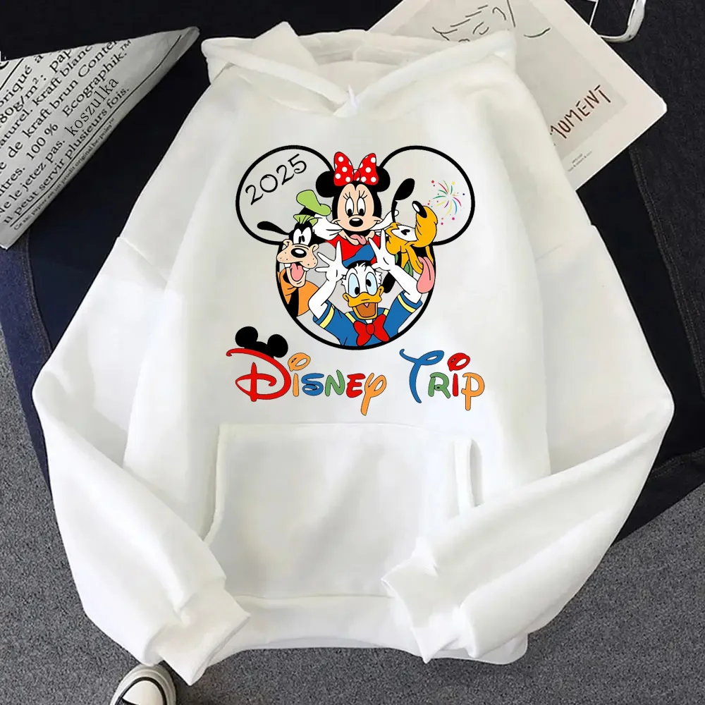 2025 Disney Mickey Mouse Family Trip Women\'s Hoodie Y2k Tops Fashion Sweatshirt Kawaii Clothes Autumn Winter Streetwear Pullover