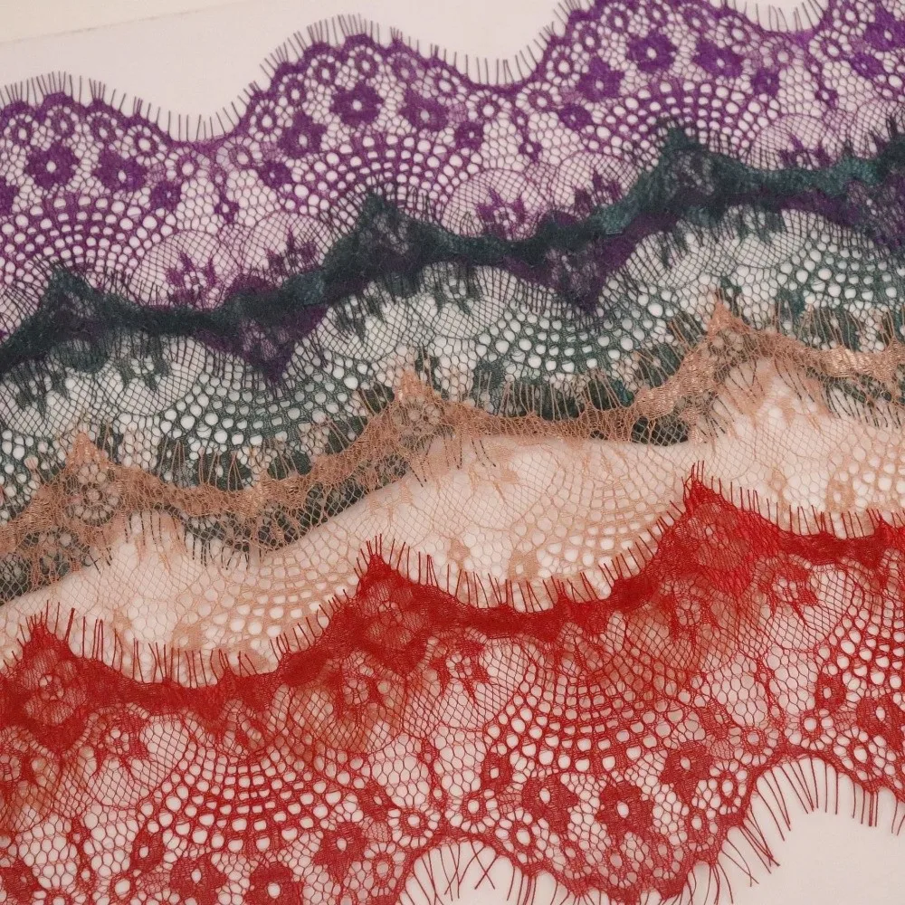 New 3 Yard Lace Trim Ribbon Floral Pattern Soft Texture Eyelash Lace Fabric Cuttable 9.5cm Wide Sewing Lace Ribbon Dress Sewing