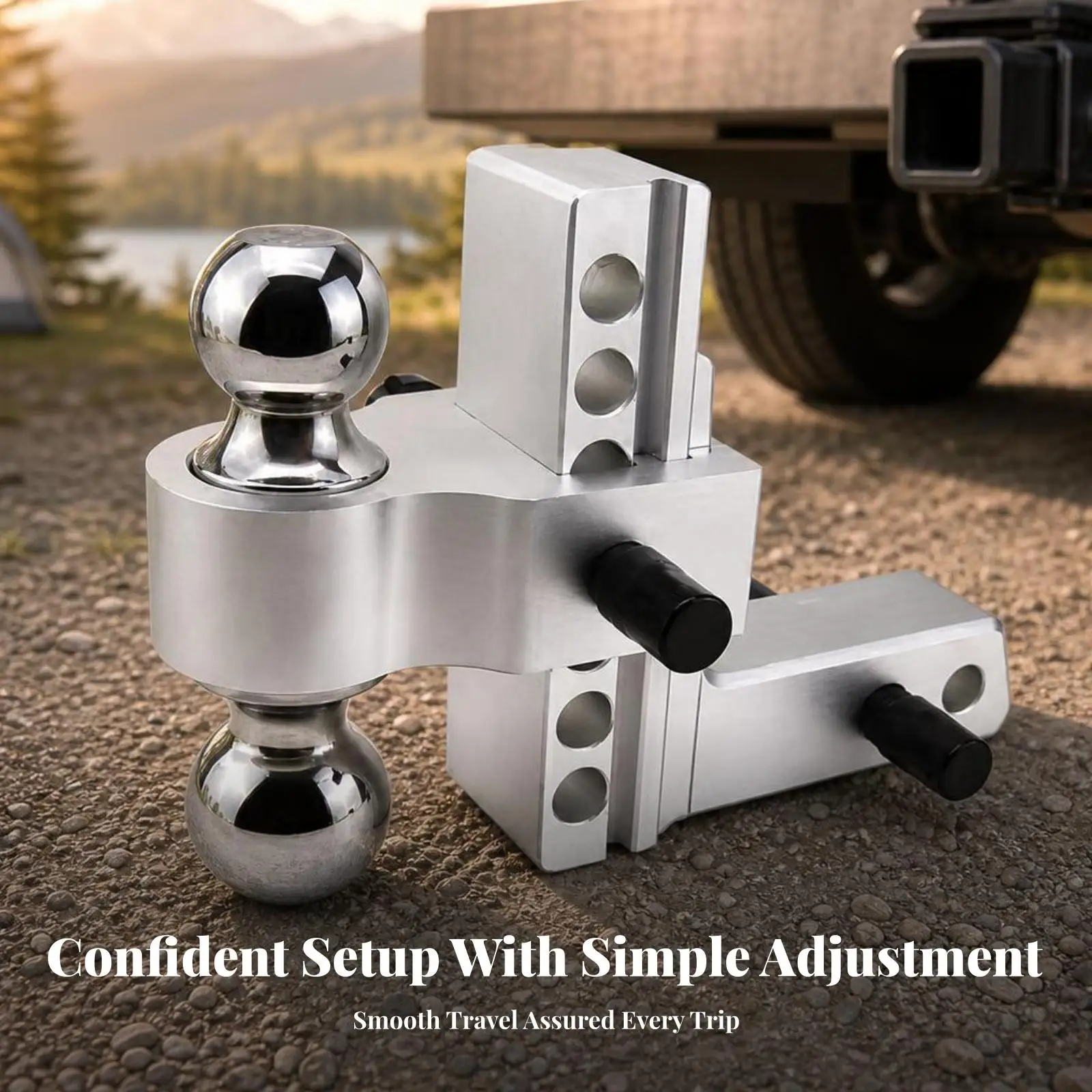 Aluminum Alloy Trailer Hitch Arm Tow Bar Connector with Polished Ball Head for Easy Secure Vehicle Trailer Attachment