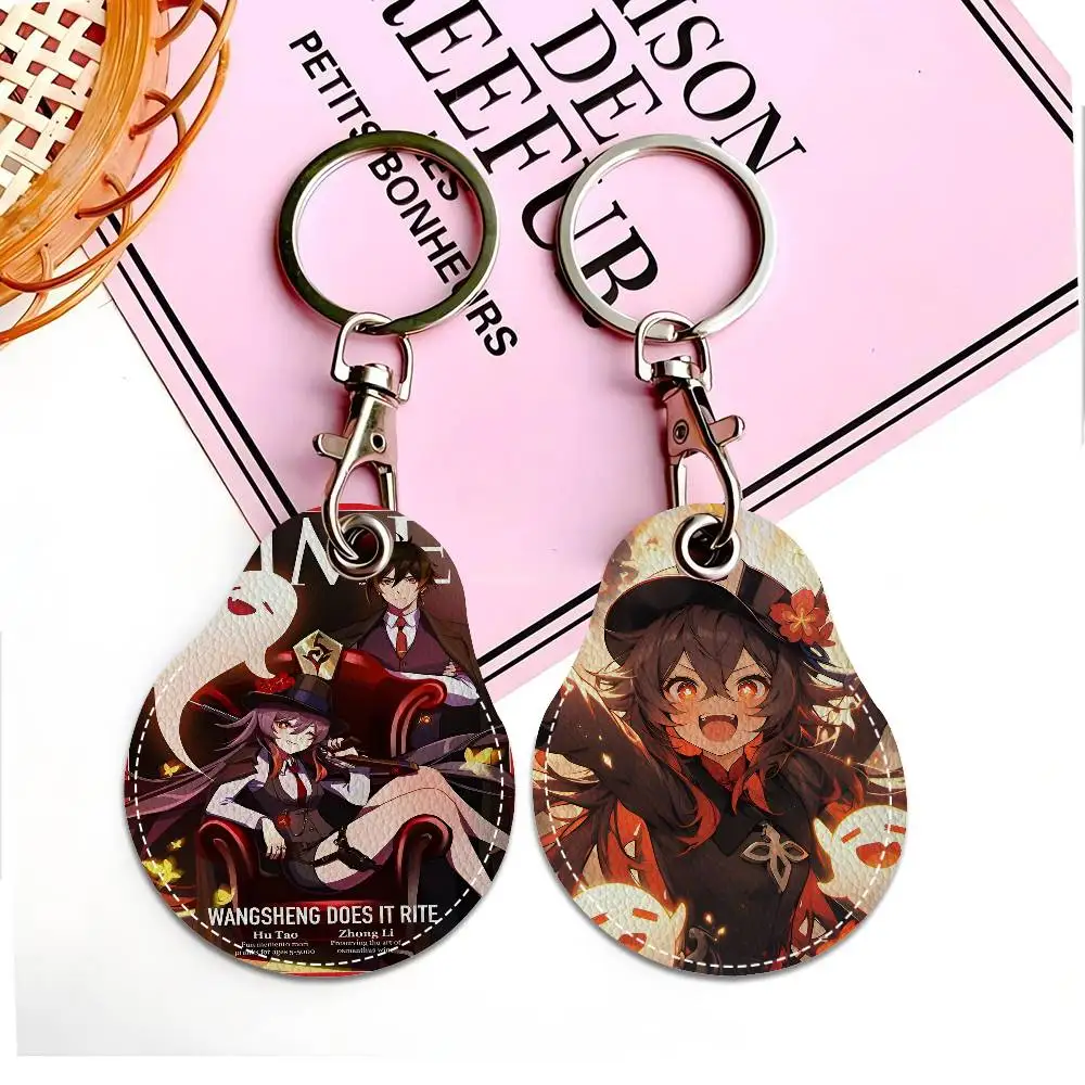 هو تاو جينشين تأثير ويكي المرأة البسيطة بولي Leather حافظة جلدية المفاتيح الوصول حافظة للبطاقات مفتاح العلامة حلقة شارة صغيرة حلقة رئيسية قفل الباب العلامات