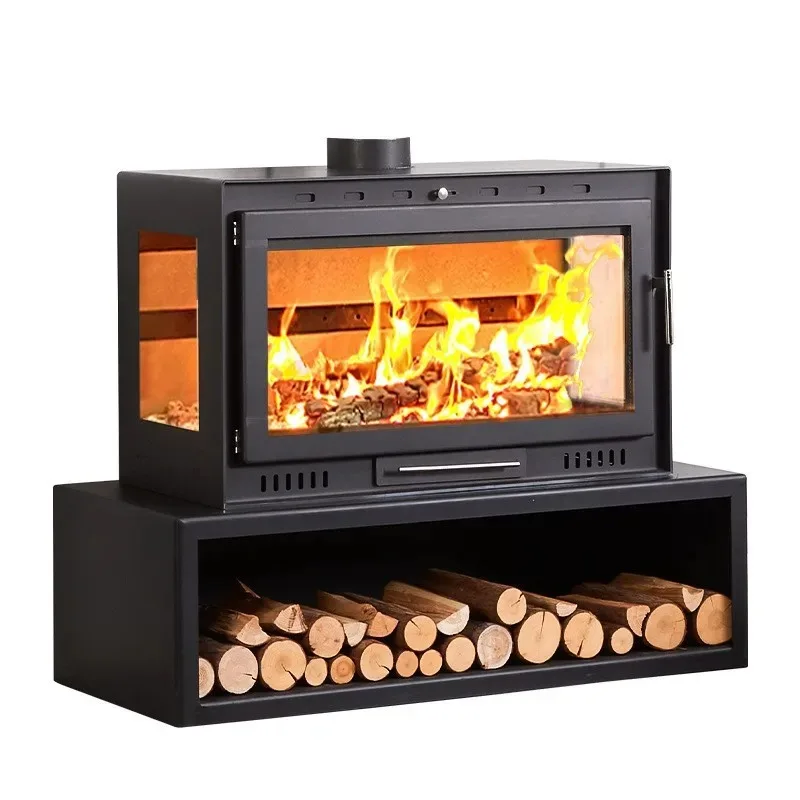 

Real fire wood-burning fireplace Single-sided double-sided three-sided viewing fire heating fireplace Winter
