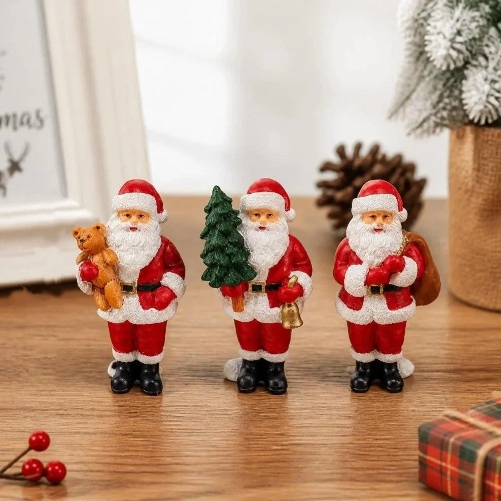 Mini Size Christmas Ornaments Micro Landscape Home Decor Santa Claus Figurine Cute Resin Craft Christmas Santa Home