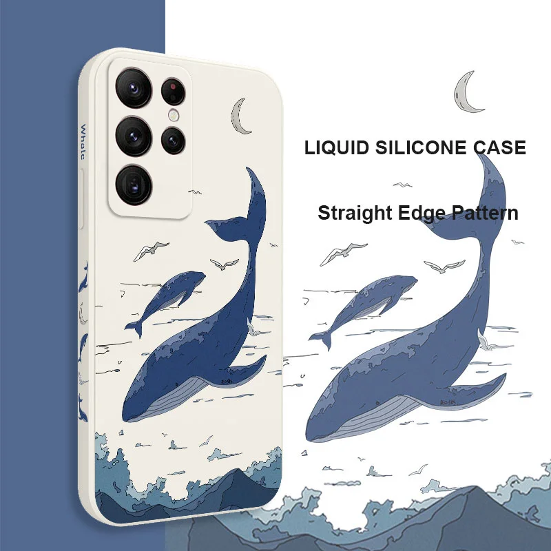 Fantasy Whale Phone Case For Samsung Galaxy S24 S23 S22 S21 S20 Ultra Plus FE S10 S9 S10E Note 20 ultra 10 9 Plus Cover