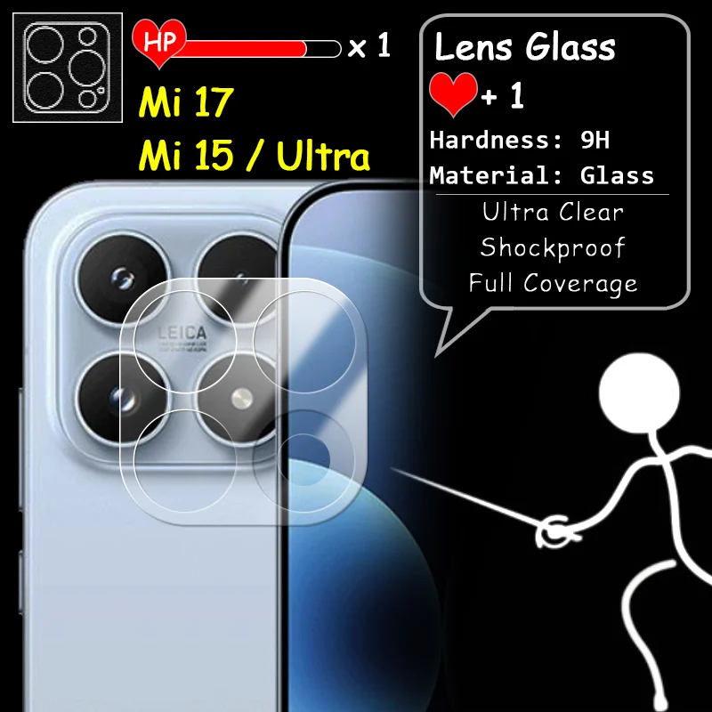 For Xiaomi 17 15 14 Pro Ultra Clear Slim Back Camera Lens Full Cover 2.5D 9H Tempered Glass Guard Protector Shockproof Film