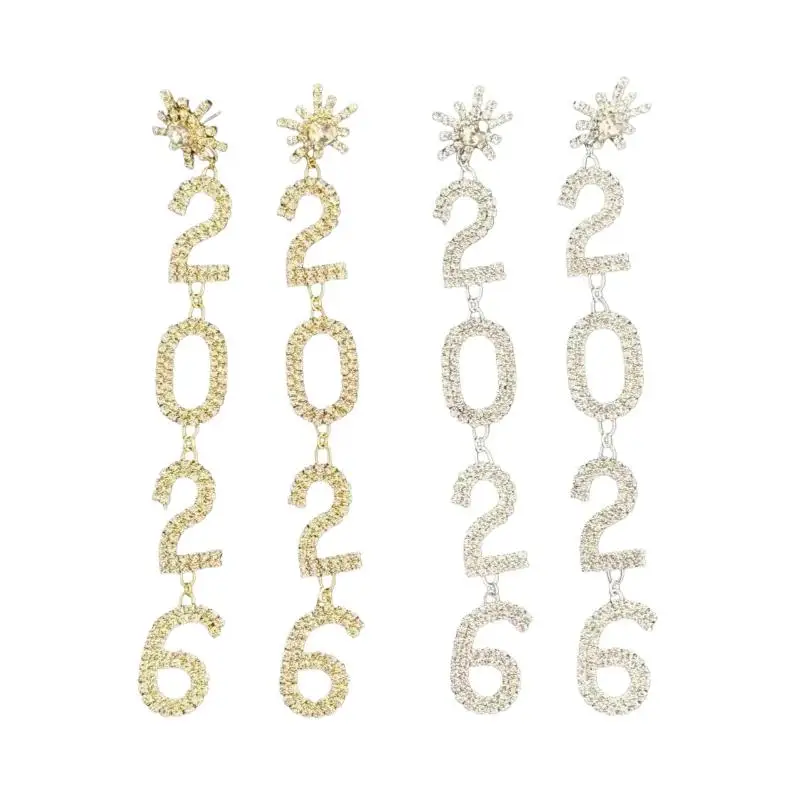 2026 السنة الجديدة المرأة أنيقة حجر الراين ضوء فاخر انخفاض الأقراط الطويلة مجوهرات الحفلات هدايا عيد الميلاد والذكرى السنوية الموضة