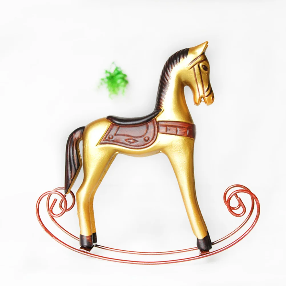 

Wooden Rocking Horse Ornament Vintage Home Decor Safe Environmental Protection Kids Bedroom Outdoor Toys Horse Wood