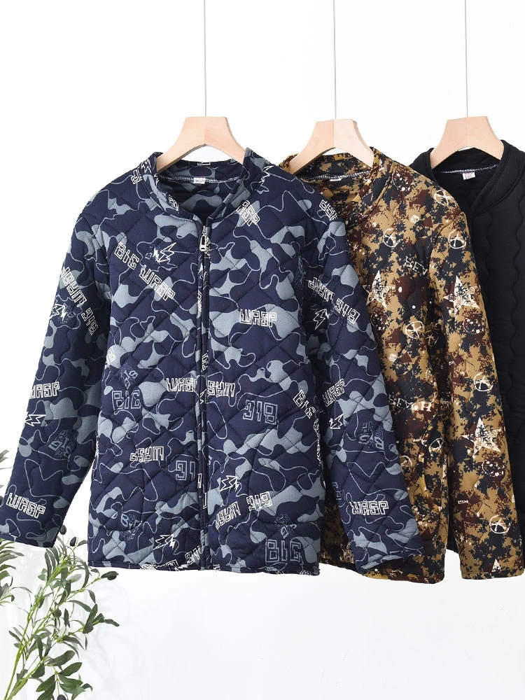 

Men's Thiened Cotton Jaet 2023 Winter Warm Inner Outdoor Wear Stand Fit Faion Urban Sle Regular Length