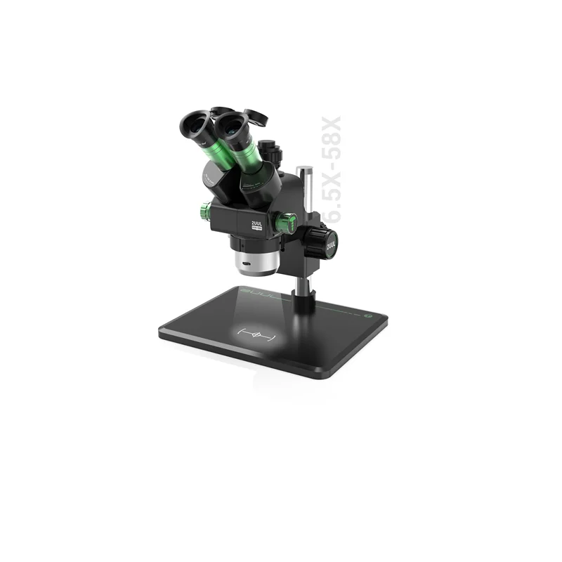 2UUL MC6558-M1 6.5-58X Zoom Trinocular Stereo Microscope Adjustable LED Light Source for Mobile Phone Soldering Repair Tool