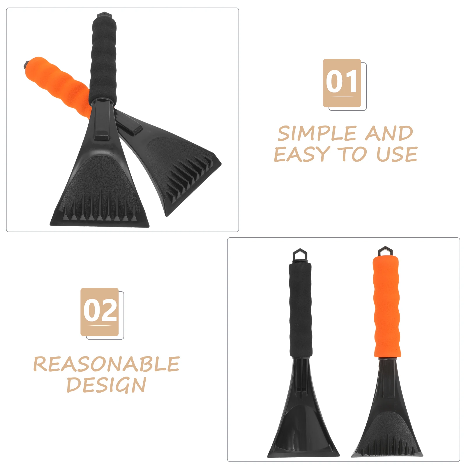 

2pcs Snow Plastic Cleaning Tool Remover for Outdoor Driveway Outdoor Snow Shovels Car Window Scraper Black Orange