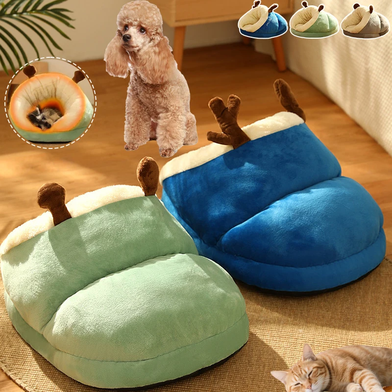

Warm Small Dog Kennel Semi-enclosed Winter Warm Thickened Cat Sleep Bag Washable for Small Medium Soft Fluffy Cushion Dog 개집 Bed