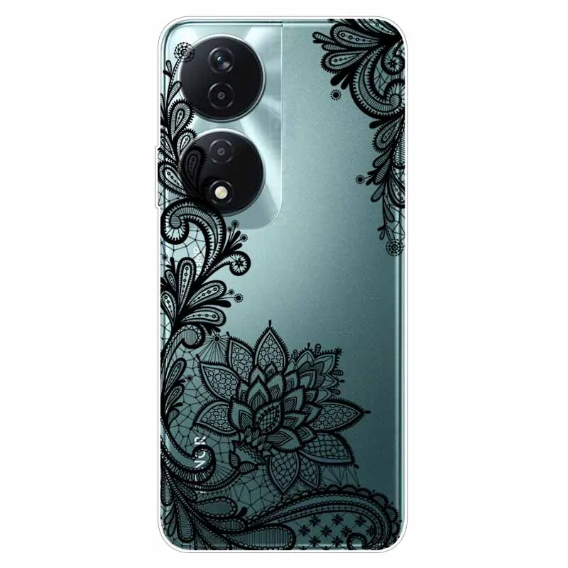 For Honor 90 Smart Case Transparent Slim Print Girl Silicone Bumper for Huawei Honor 90 Smart Cover 90Smart Shells TPU Clear