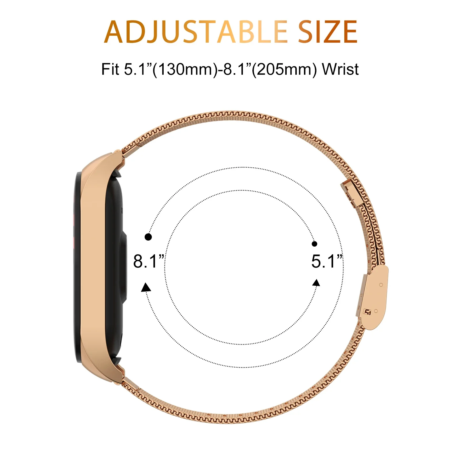 NEUES Edelstahlarmband für Xiaomi Mi Band 7 Band Milanese Roségold Armband für Xiaomi Mi Band 7 Armband Ersatz