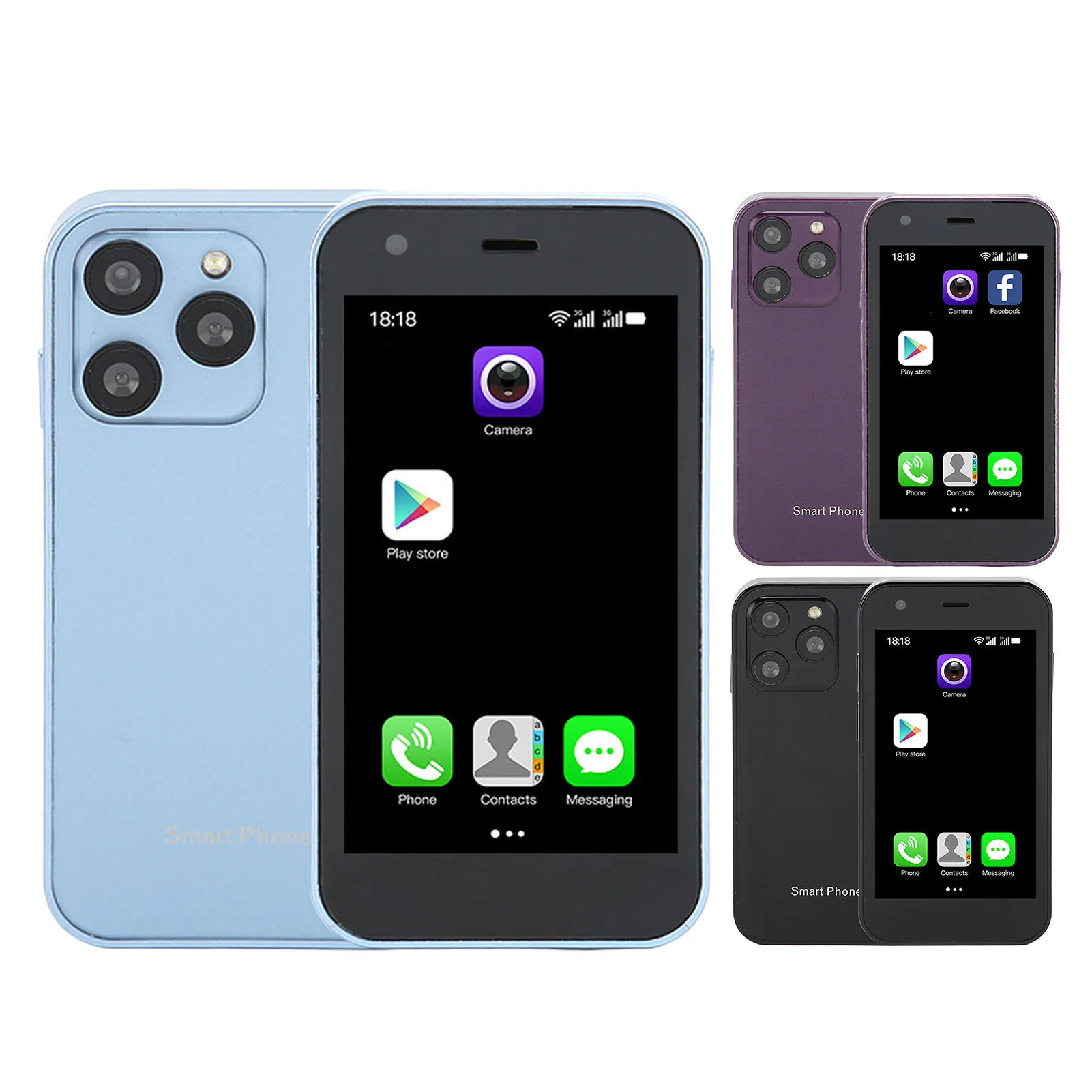 هاتف ذكي SOYES XS15 Mini 3G 3in WiFi 2GB 16GB كاميرا زجاجية ثلاثية الأبعاد رفيعة عالية الدقة بشريحتين