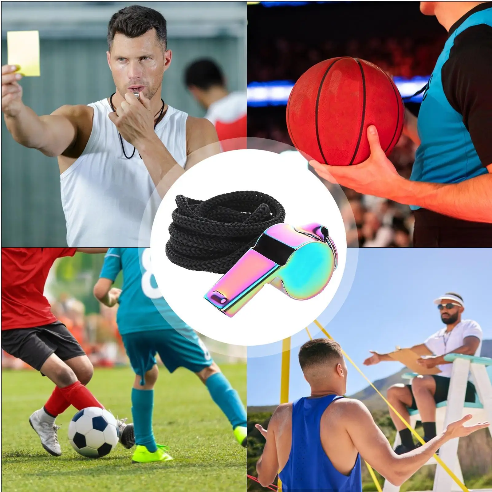 Sports Whistles Stainless Steel Sports Whistle With Lanyard Outdoor Supplies With Loud Crisp Sound For Referees Coaches