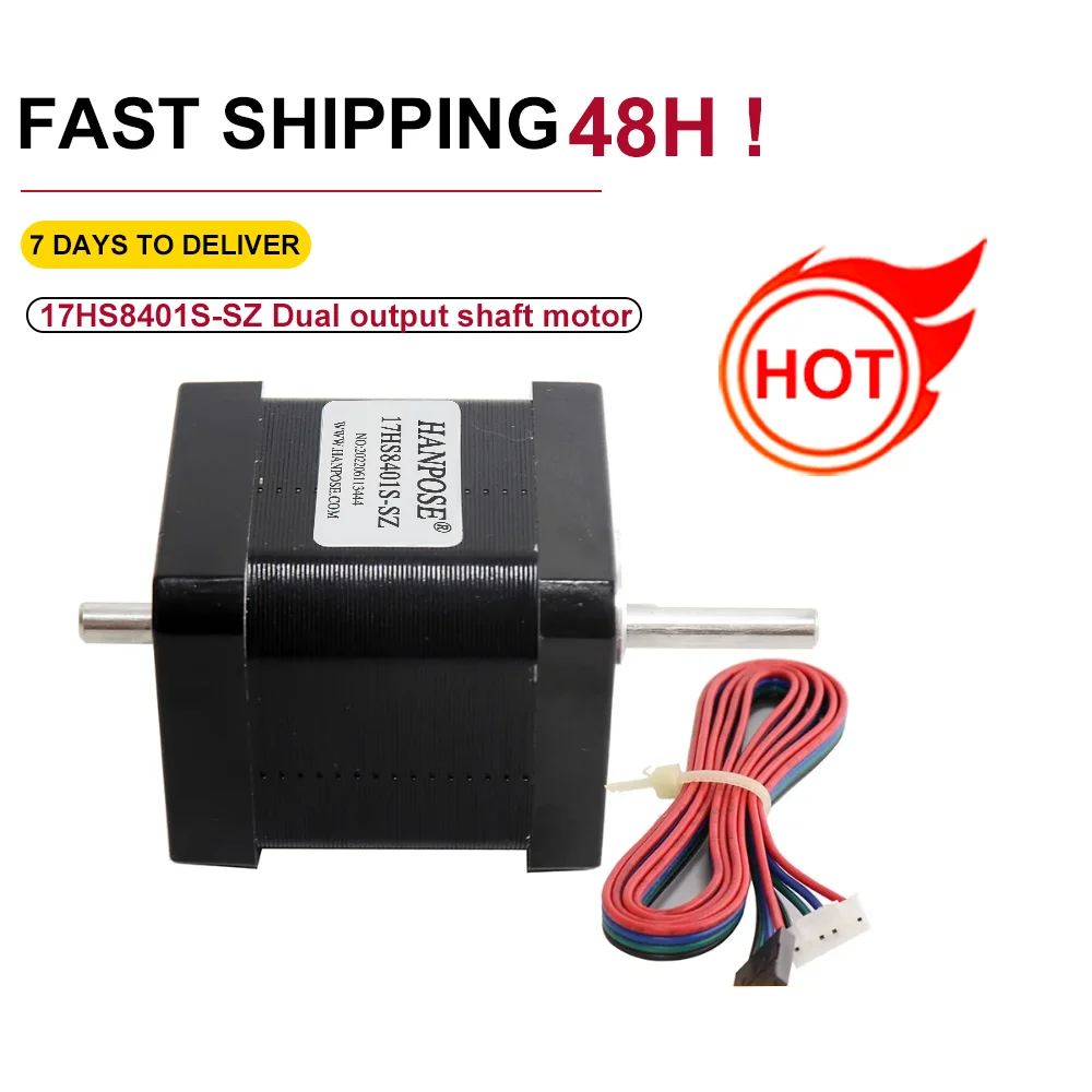 1PCS double shaft motor 4-lead 42 motor 1.8A 52N.cm 17HS8401S-SZ For 3D Printer Monitor Equipment nema17 stepper motor