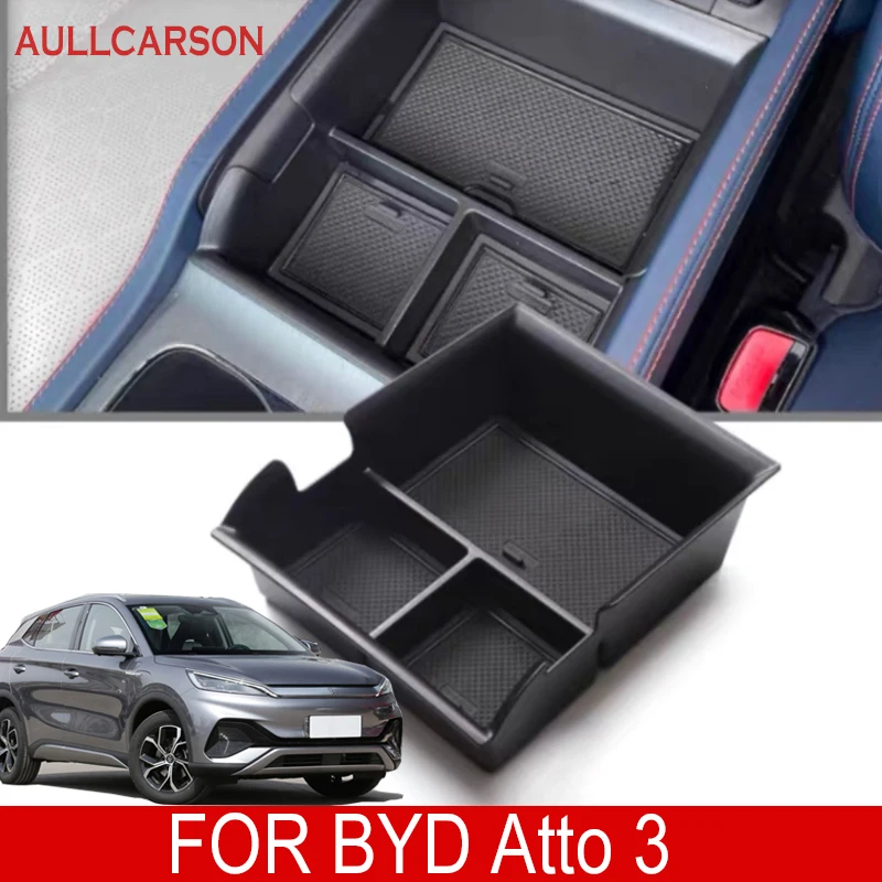 For BYD Atto 3 2022 2023 Car Central Armrest Storage Box Content Center Console Interior Decoration Accessories ABS