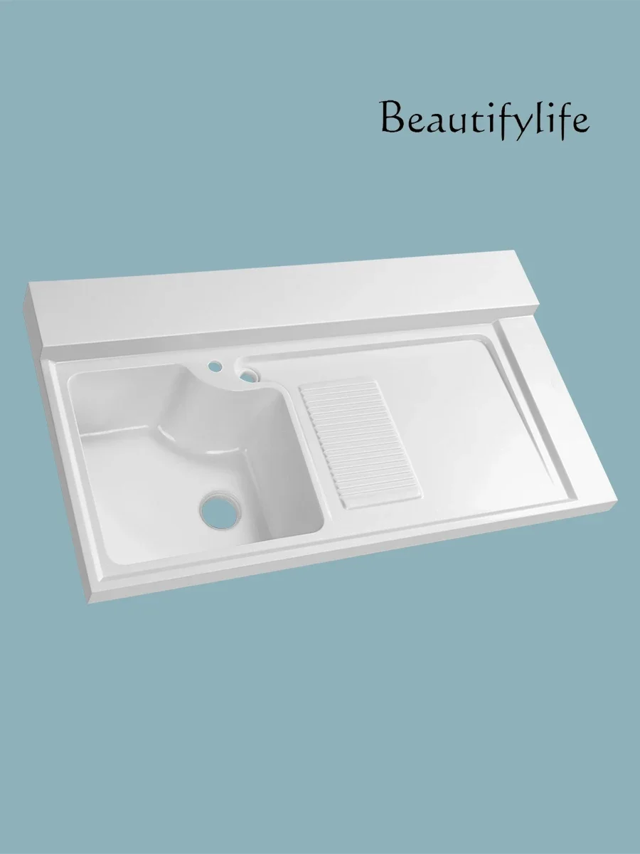 Balcony laundry pool quartz stone integrated laundry basin washboard widened countertop size