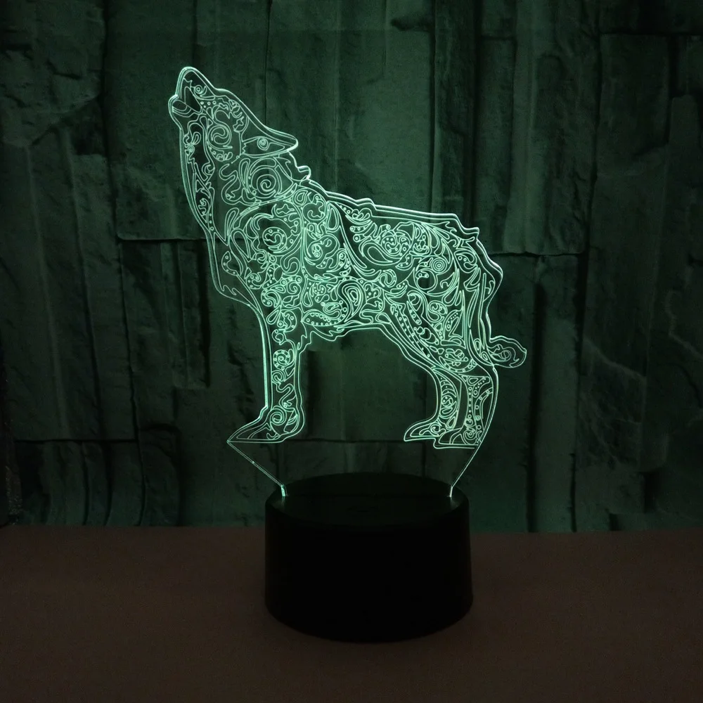 New Wolf 3d Night Lamp 7 Color Changes Kids Lights Lamps Luminaria De Mesa Kids Room Led Mini 3d Lamp image 4
