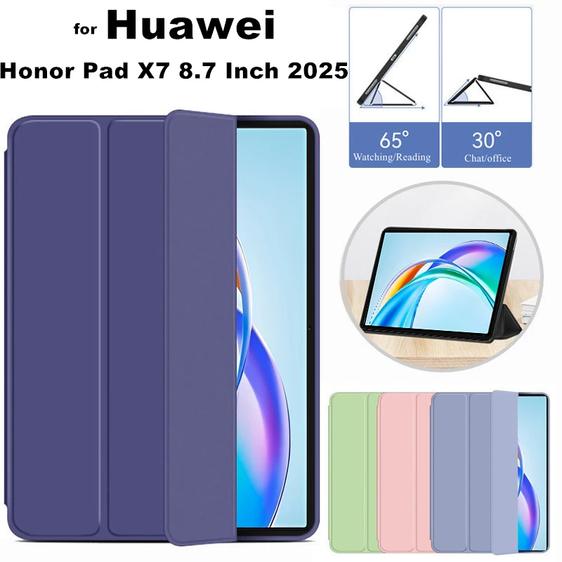 

for Huawei Honor Pad X7 8.7 Inch 2025 Tablet Case Stand Flip Leather Trifold Soft Back Holder Tablet Shockproof Cover